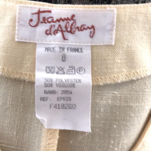 SZ 8 SOFT LEMON PANTSUIT JEANNE dAlbray MADE IN FRANCE LIKE NEW - Picture 5 of 6